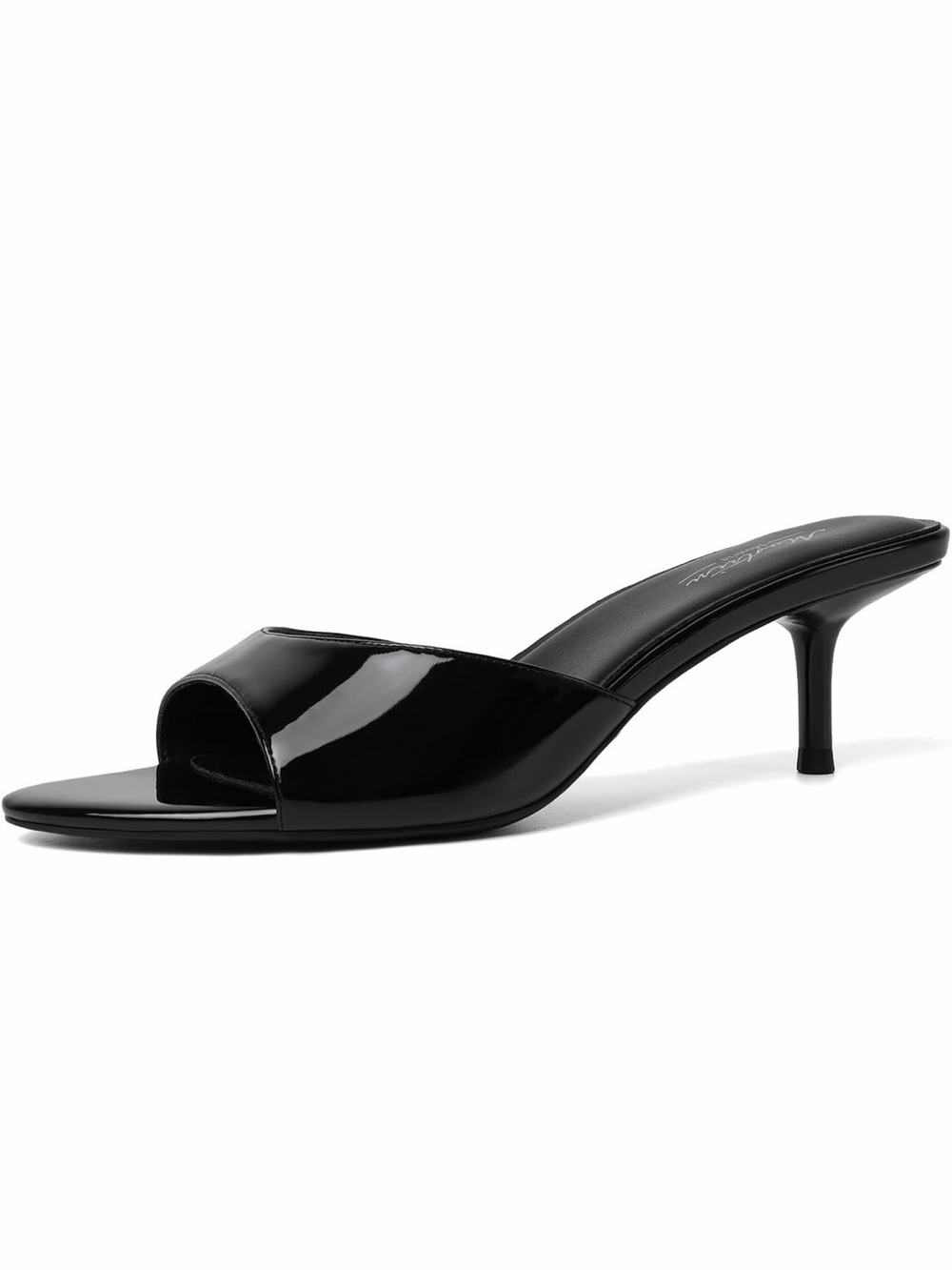 🆕Black Print Open-Toe Kitten Heel Mule